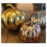 P - LOT OF THREE DECORATIVE PUMPKINS (A38)