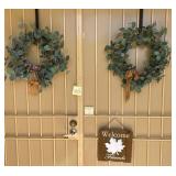 U - TWO DECORATIVE WREATHS, WELCOME HANGING (Y115)
