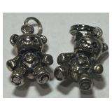 STERLING SILVER TEDDY BEARS CHARMS 5.6 GRS