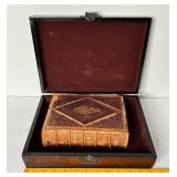 ANTIQUE ED BOOK WOOD BOX
