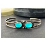 ANTIQUE SILVER TURQUOISE CUFF BRACELET
