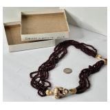 VINTAGE GARNET IVORY NETSUKE NECKLACE