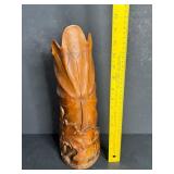 ANTIQUE HAND CARVED VASE - LARGE 14.5"X 6"