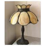 ANTIQUE SLAG GLASS TABLE LAMP