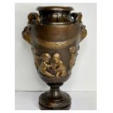 ANTIQUE BRONZE VASE CHERUBS CREATURES