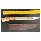 VINTAGE STAG HANDLE HUNTING KNIFE