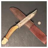 VINTAGE STAG HANDLE HUNTING KNIFE