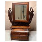 ANTIQUE WOOD FIGURAL VANITY MIRROR
