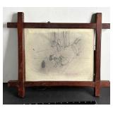 ANTIQUE FRAMED DRAWING MICKEY MOUSE - 1934