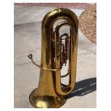 LARGE ANTIQUE BRASS TUBA - 41"