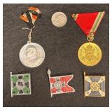 ANTIQUE GERMAN FLAG PINS MEDALS