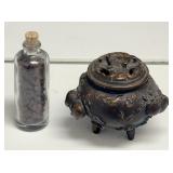 ANTIQUE CHINESE BRONZE INCENSE BURNER &  ANTIQUE A