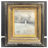 ANTIQUE CARVED WOOD PICTURE FRAME