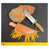 PETRIFIED WOOD STAG HUNTING KNIFE