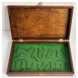 ANTIQUE HOOKS WOOD DISPLAY BOX