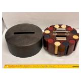 ANTIQUE POKER CHIP SPINNING HOLDER