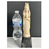 ANTIQUE WOMAN MOUNTED MARBLE STAND