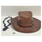 ANTIQUE LEATHER HAT NECKLACE RING