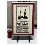 FRAMED CIRCUS POSTER LITHOGRAPH