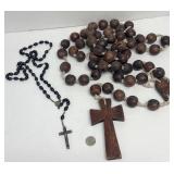 LOT TWO ANTIQUE HANDMADE ROSARIES