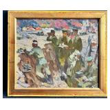 ANTIQUE TRENCH OIL PAINTING BOARD
