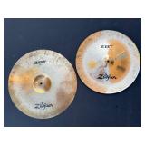 PAIR OF LARGE VINTAGE ZILDJIAN SYMBOLS - 20" - 18"