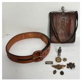 ANTIQUE LEATHER EVENING BAG & BELT