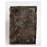 ANTIQUE WOOD PRINTING OF CENTURY DEATH RIDING LION