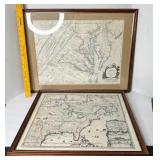 VINTAGE TWO FRAMED MAP PRINTS