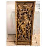ANTIQUE CARVED WOOD TEMPLE PANEL