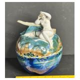 VINTAGE PORCELAIN NUDE FIGURAL APPLE