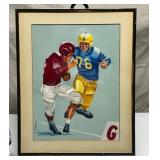 ORIGINAL PAINTING ILLUSTRATION OF BIG FOOTBALL