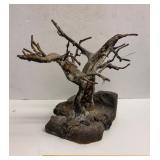 ANTIQUE BRUTALIST BRONZE TREE SCULPTURE