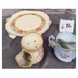 U - VINTAGE SHAVING MUGS, 'PETIT POINT' CAKE PLATE
