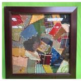 U - ANTIQUE QUILT BLOCK FRAMED 14X14' (P544)