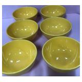 U - SIX YELLOW CERAMIC BOWLS (A83)