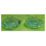 U - PAIR OF VINTAGE ST CLAIR GLASS CANDLE HOLDERS