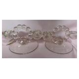 U - PAIR OF VINTAGE GLASS CANDLEHOLDERS (P585)