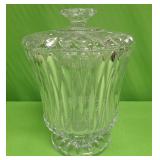 U - VINTAGE BLOCK CRYSTAL 'CHALET' BISCUIT JAR
