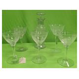 U - VINTAGE DECANTER & STEMWARE (P250)