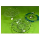 U - VINTAGE GLASS CAKE STAND, PLATTER, TRAY (P591)