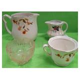 U - HALL'S PITCHER & SUGARBOWL, SMALL PITCHER,BOWL