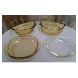 503 - VINTAGE AMBER GLASS COOKWARE (U57)