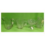 U - VINTAGE GLASS PITCHERS, VASE, DESSERT CUP (P15