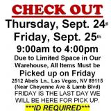 AUCTION PICK UP DAYS & HOURS