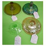 U - FOUR VINTAGE GLASS LIDS (P75)