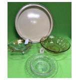 U - VINTAGE GLASS BOWLS & ROUND PLATTER (A99)