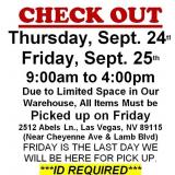 AUCTION PICK UP DAYS & HOURS