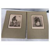 11 - 2 PIECES MATTED ART (C45)
