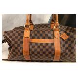 11 - DAMIER-PATTERN DUFFLE BAG WITH LEATHER TRIM